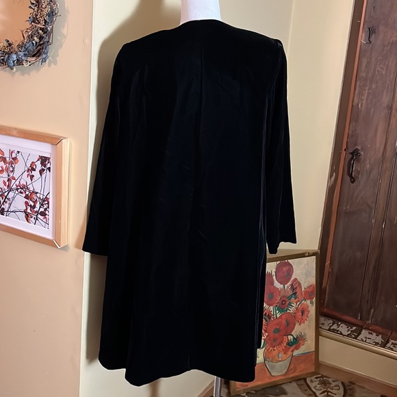 Vintage 80s ANN TAYLOR sz Small Velvet Topper Coat Black USA Made MidThigh Lined - Picture 7 of 13